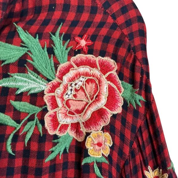 Zara Trf Outerwear Red Navy Blue Flannel Plaid Button Front Maxi Dress Duster - Picture 6 of 15